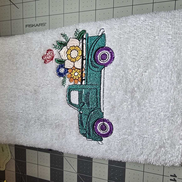 Other - Embroidered Floral Truck Hand Towel